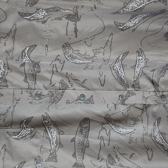 Croft and barrow fish print short sleeve casual button down shirt men's XXL - Picture 4 of 9